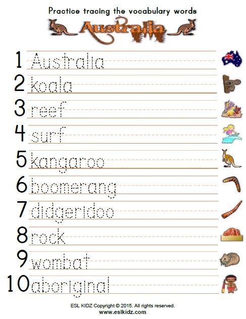 australia-worksheets