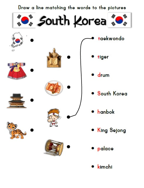 Korea Worksheets - Activities, Games, and Worksheets for kids